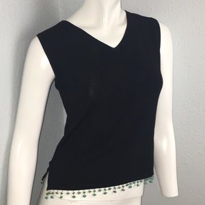 Joseph A. Blank Sleeveless Top with Aqua Stones